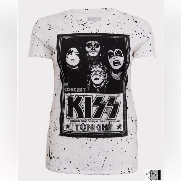 Torrid KISS White & Black Splatter Crew Tee - Picture 1 of 8